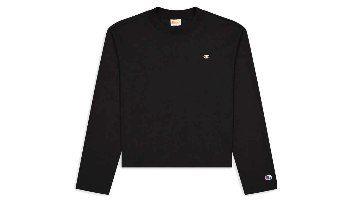 Champion Long Sleeve Jersey Top Femei - Hanorace și bluze cu glugă Champion - Negru - 114235-KK001-L - Size: L