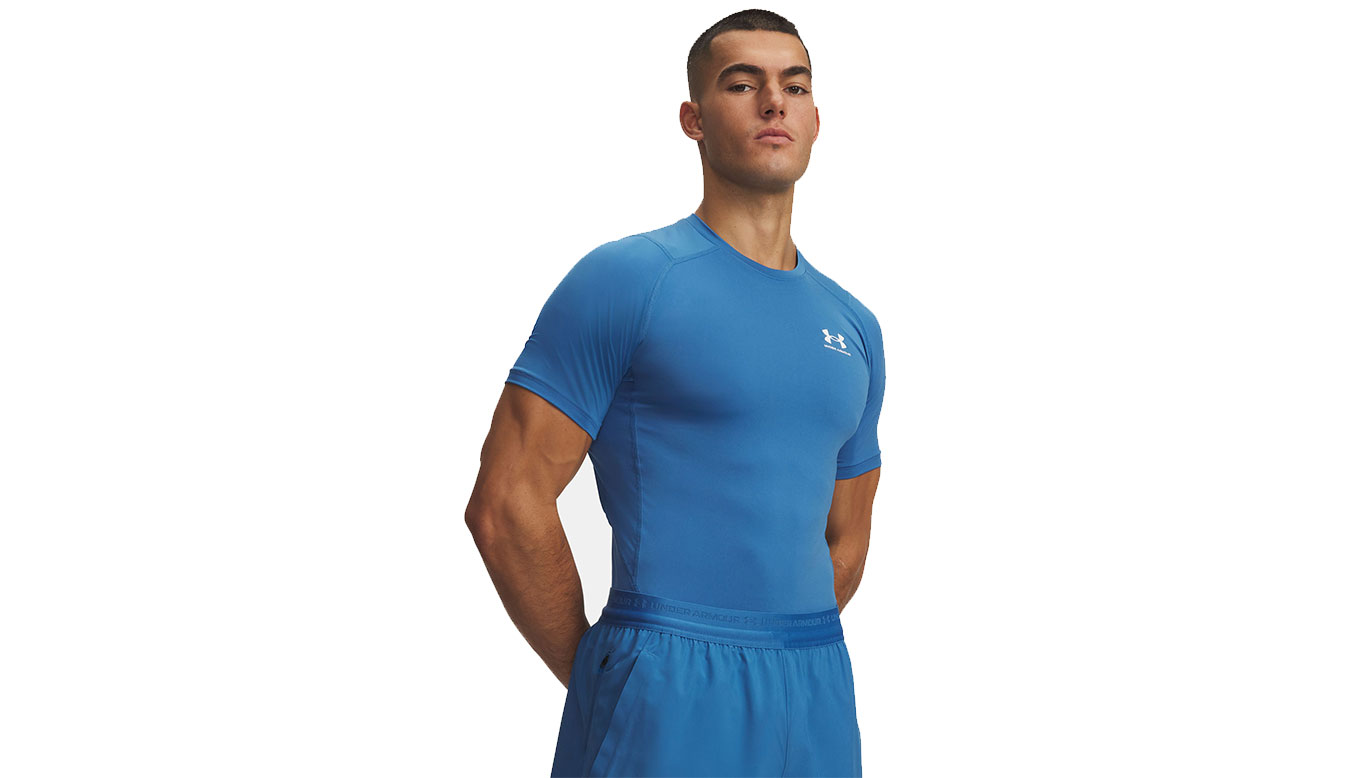 Under Armour UA HeatGear Compression Short Sleeve Aegean Blue Мъже - Бельо Under Armour - Син - 1361518-430-XL - Size: XL